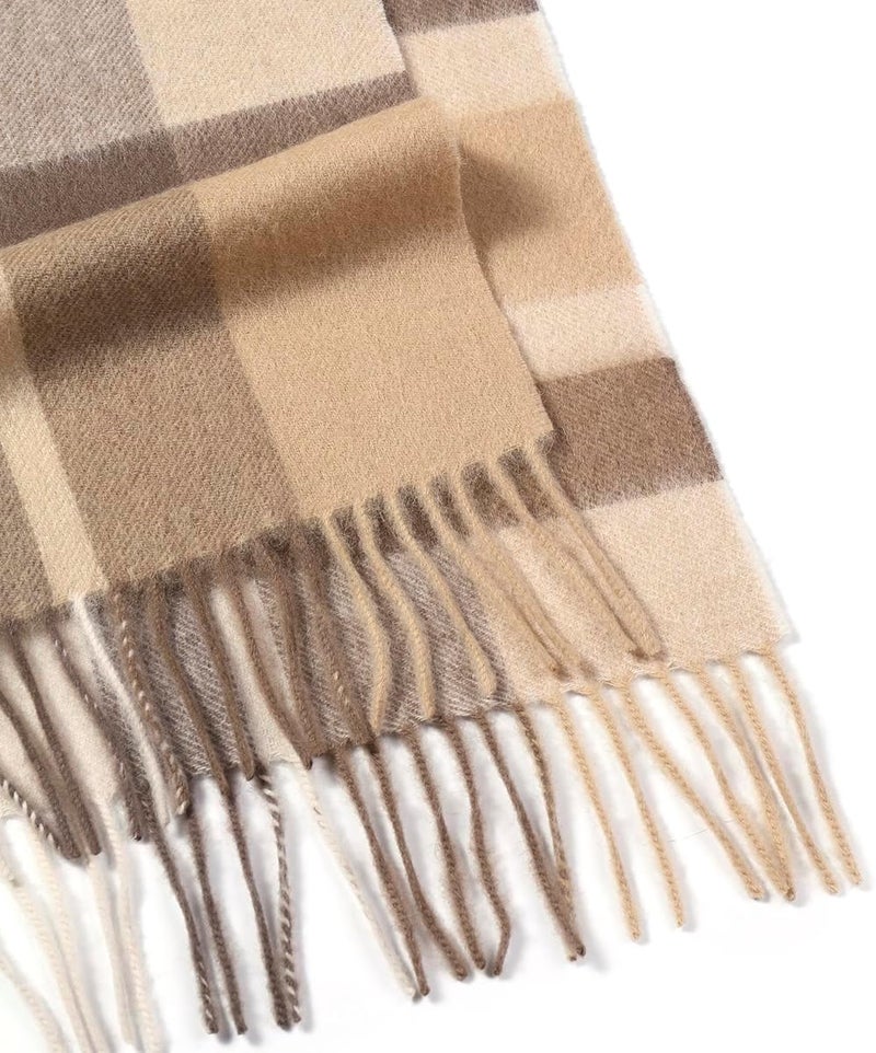 SKNSOFT Winter Wool Plaid Scarf for Men,Women Fashion Tartan Wrap Checkered Scarves - Image 4